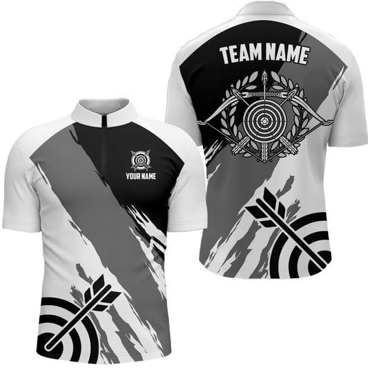 Lasfour Personalized Grey Jerseys Archery Men 3D Zipper Polo Shirt AA0014