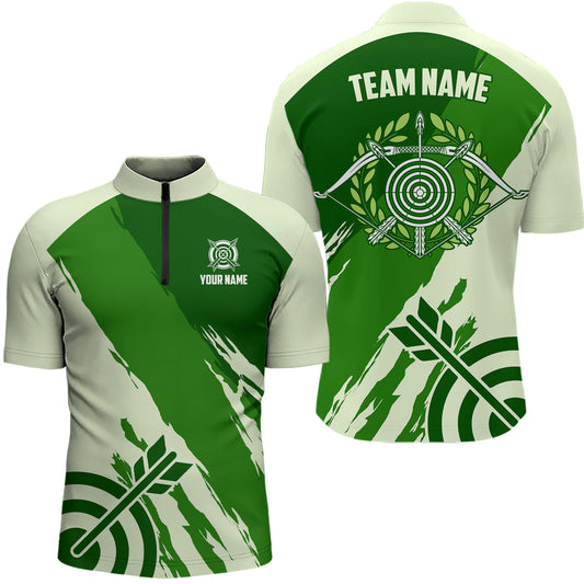 Lasfour Personalized Green Jerseys Archery Men 3D Zipper Polo Shirt AA0058