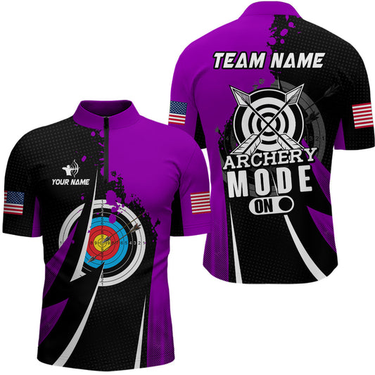 Lasfour Personalized Purple Archery Mode Men 3D Zipper Polo Shirt AA0003