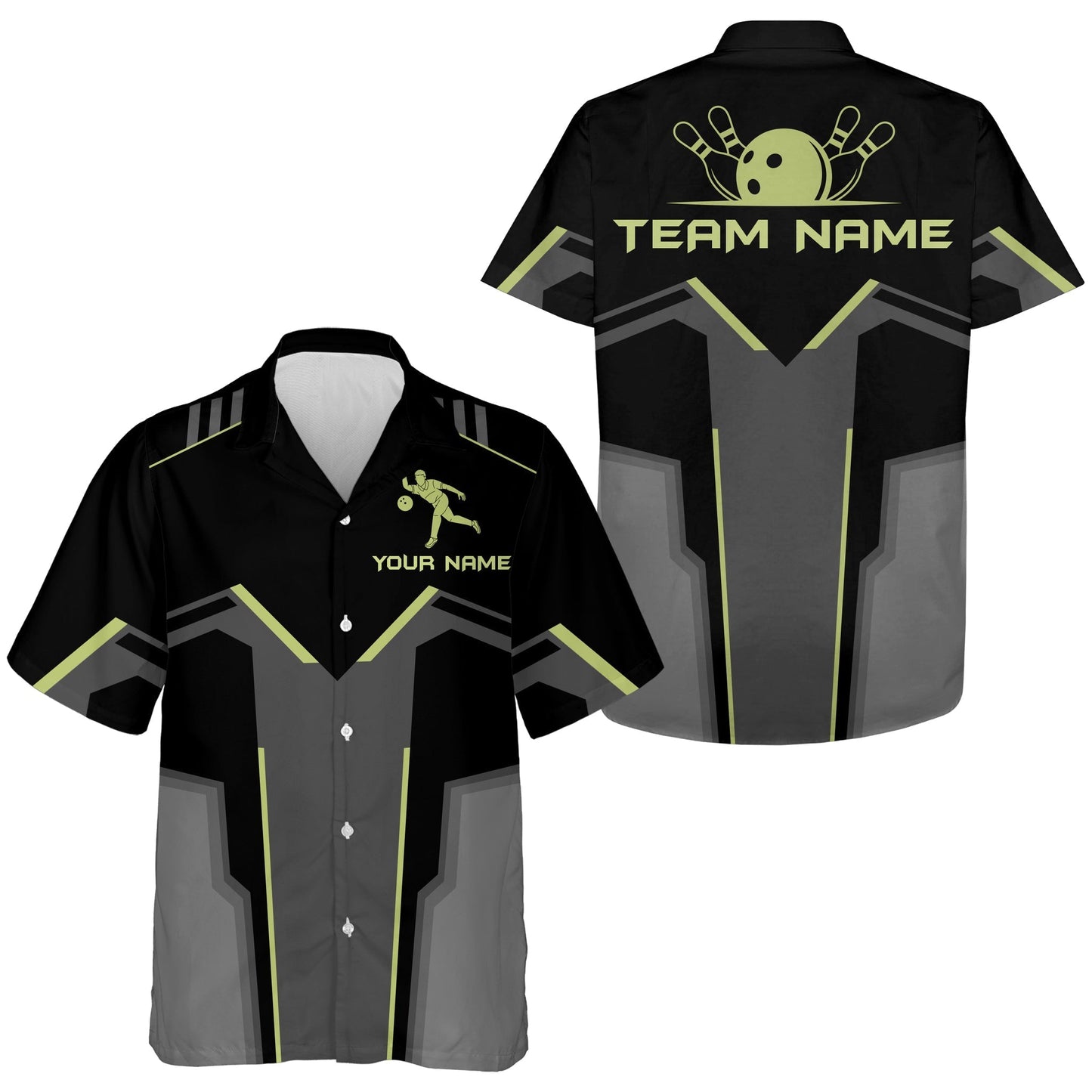 Custom Team Name Hawaiian Bowling Shirt for Men Women Bowlers, Bowling Jersey Short Sleeve 3D Print HO2786
