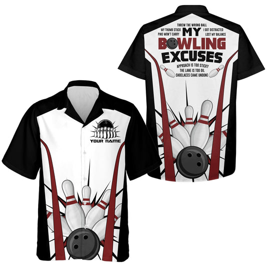 Funny Hawaiian Bowling Shirt for Men Women, Custom Name Bowlers Jersey, Bowling Excuses 3D Print HO2790