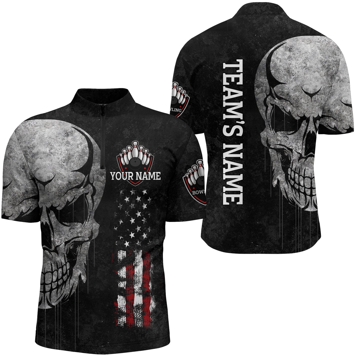 Custom Skull Bowling Jersey For Team BO0046