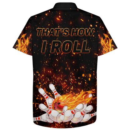 Flames Hawaiian Bowling Shirt for Men Women, That's How I Roll, Custom Name Fire Bowlers Jersey HO2789