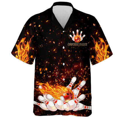 Flames Hawaiian Bowling Shirt for Men Women, That's How I Roll, Custom Name Fire Bowlers Jersey HO2789