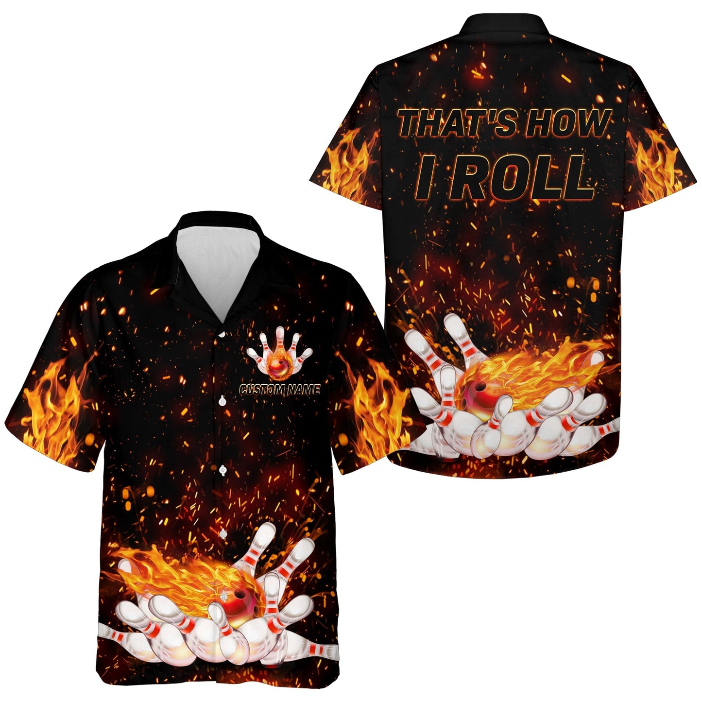 Flames Hawaiian Bowling Shirt for Men Women, That's How I Roll, Custom Name Fire Bowlers Jersey HO2789