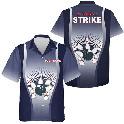 I'm Going on Strike Hawaiian Bowling Shirt for Men Women, Personalized Blue Bowlers Jersey HO2798
