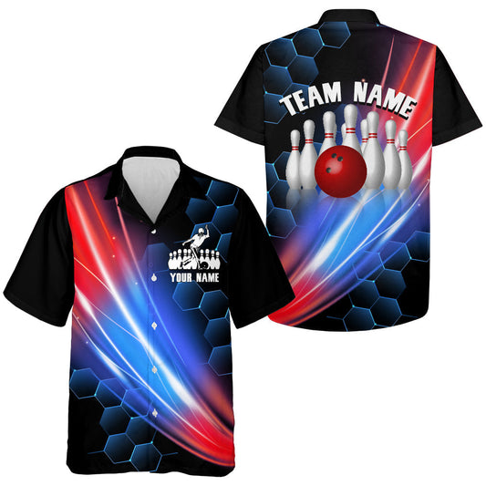 Hawaiian Bowling Shirt For Women Men Custom Bowling Jersey Black Bowling Team Shirt HO2784