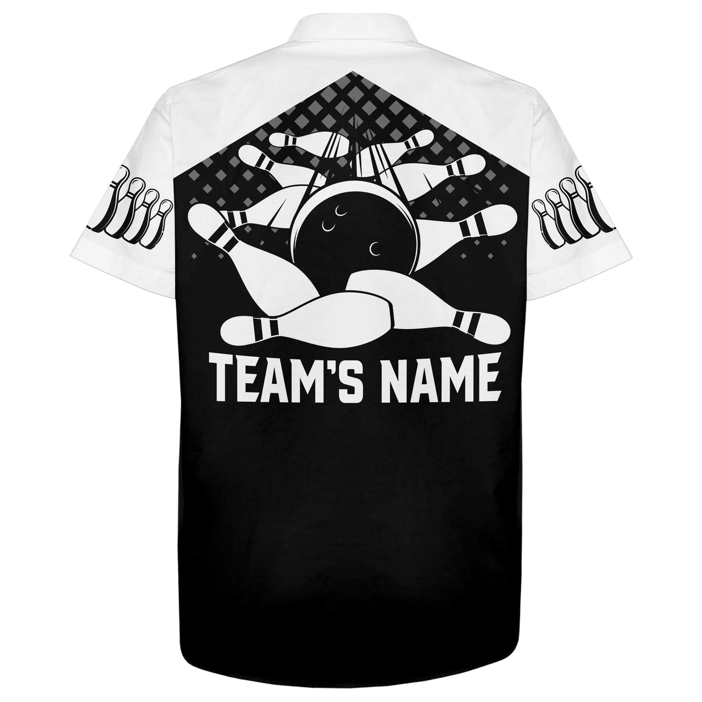 Hawaiian Bowling Shirt For Men Women Custom Bowling Hawaiian Black White Bowling Shirt For Team HO4005