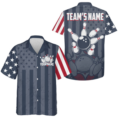 Hawaiian Bowling Shirt For Men Women American Flag Bowling Hawaiian Custom Bowling Team Shirt HO4004