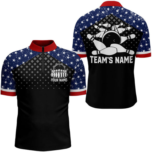 Custom American Flag Bowling Jersey For Team BO0045