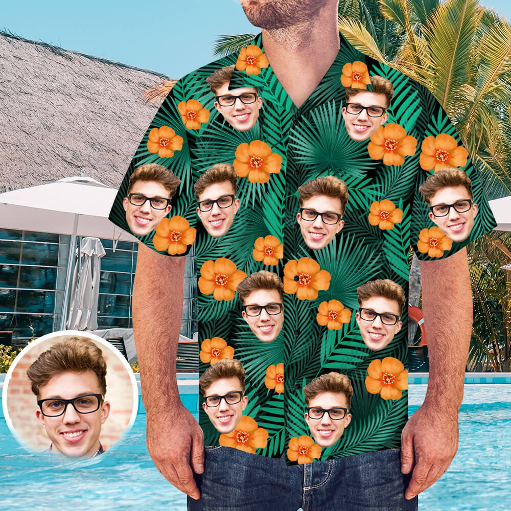 Custom Hawaiian Shirt with Face for Men Personalized Photo Hawaiian Shirts HO4284