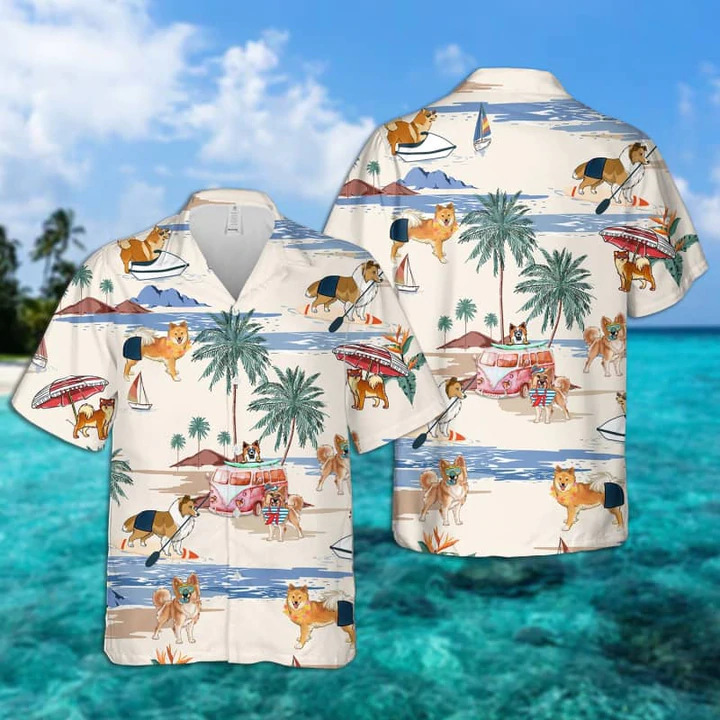 Icelandic Sheepdog Summer Beach Hawaiian Shirt, Hawaiian Shirts for Men Women Short Sleeve Aloha Beach Shirt HO0874