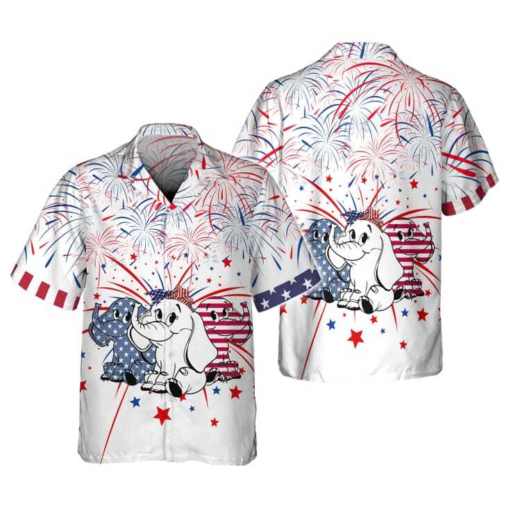 Independence Day ELephant 3D Hawaiian Shirt HO1425