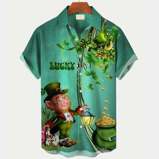 Irish Lucky St. Patrick's Day Irish Print Men's Hawaiian Shirt, Hawaiian shirt for men and women PO0148