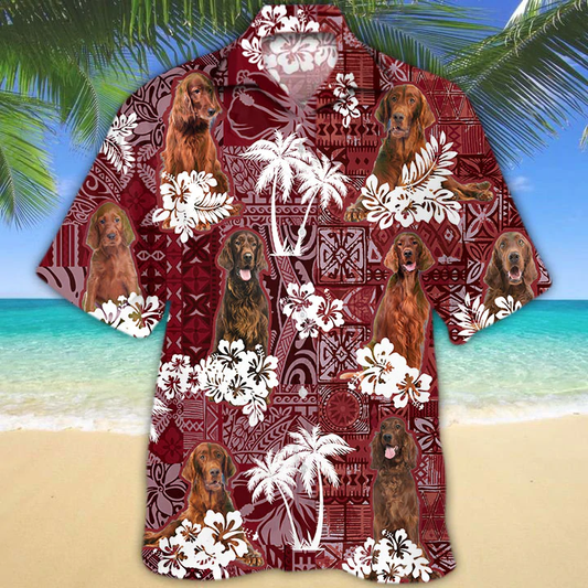 Irish Setter Red Hawaiian Shirt, Gift for Dog Lover Shirts, Men's Hawaiian shirt, Summer Hawaiian Aloha Shirt HO1229