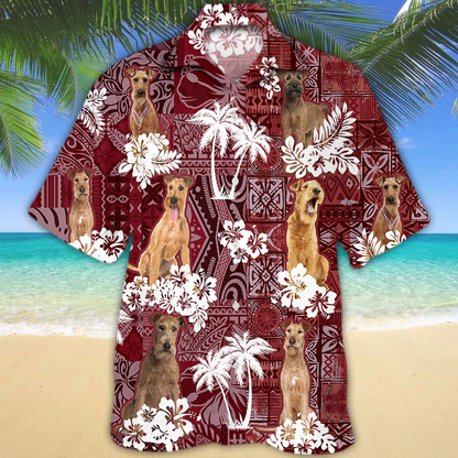 Irish Terrier Red Hawaiian Shirt, Gift for Dog Lover Shirts, Men's Hawaiian shirt, Summer Hawaiian Aloha Shirt HO1228