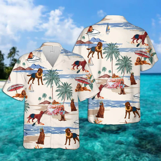 Irish Terrier Summer Beach Hawaiian Shirt, Hawaiian Shirts for Men Women Short Sleeve Aloha Beach Shirt HO0872