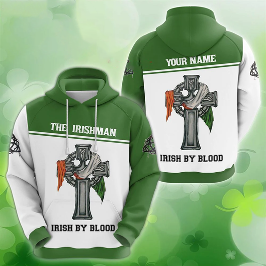 Irish By Blood With Cross Symbols St Patrick's Day Shirts - Custom All Over Print Shirts PO0203