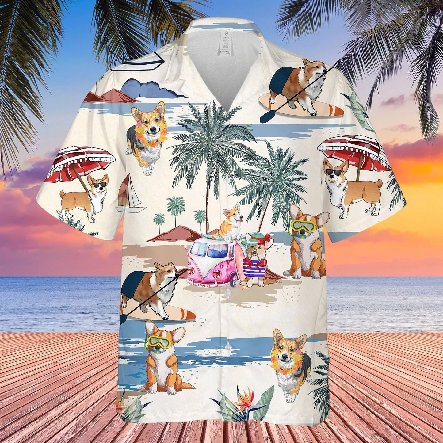 Corgi Summer Beach Hawaiian Shirt, Short Sleeve Dog Aloha Beach Shirt For Men And Woman HO4910