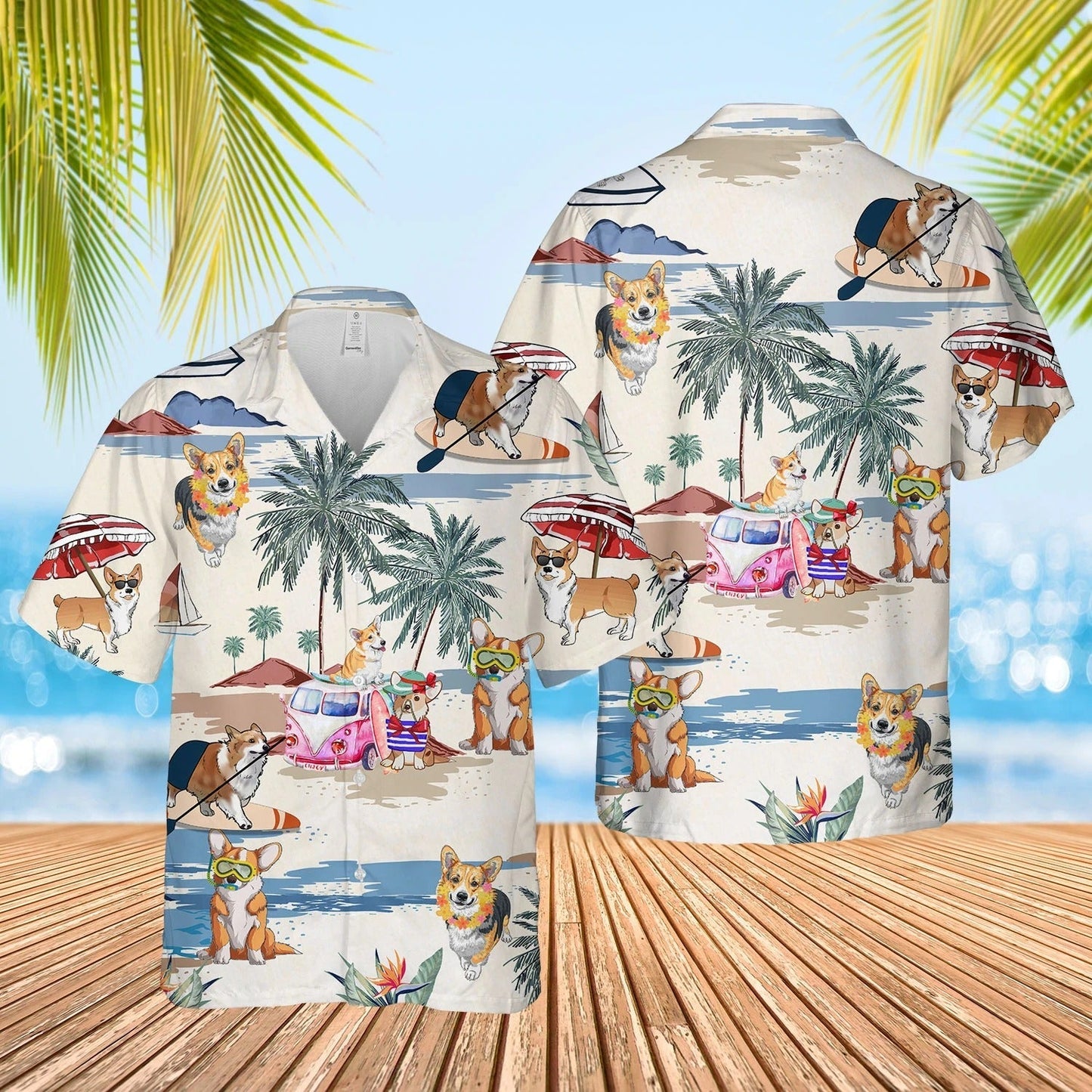 Corgi Summer Beach Hawaiian Shirt, Short Sleeve Dog Aloha Beach Shirt For Men And Woman HO4910