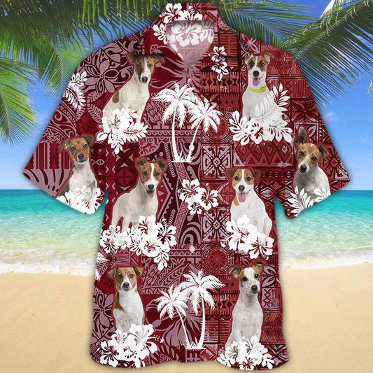 Jack Russell Terrier Red Hawaiian Shirt, Gift for Dog Lover Shirts, Men's Hawaiian shirt, Summer Hawaiian Aloha Shirt HO1226