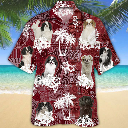 Japanese Chin Red Hawaiian Shirt, Gift for Dog Lover Shirts, Animal Summer Shirts HO1249
