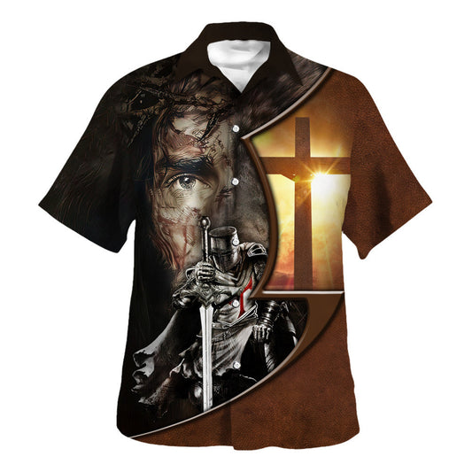 Jesus A Child Of God A Man Of Faith A Warrior Of Christ Hawaiian Shirt - Christian Hawaiian Shirt - Religious Hawaiian Shirts HO3358
