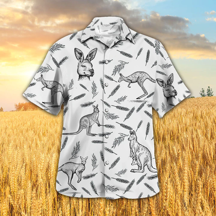 Kangaroo Pattern - Hawaiian Shirt, Kangaroo Aloha Shirts, Gift for Kangaroo lovers HO2337