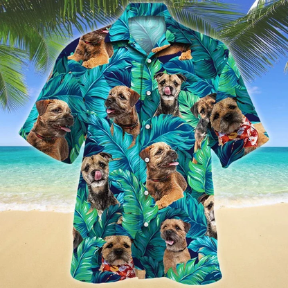 Kawaii Border Terrier Dog Lovers Gift Summer Beach Palm Tree Pattern Hawaiian Shirt HO1955