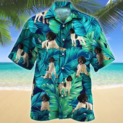 Kawaii Portuguese Water Dog Lovers Gift Summer Beach Palm Tree Pattern Hawaiian Shirt HO1871