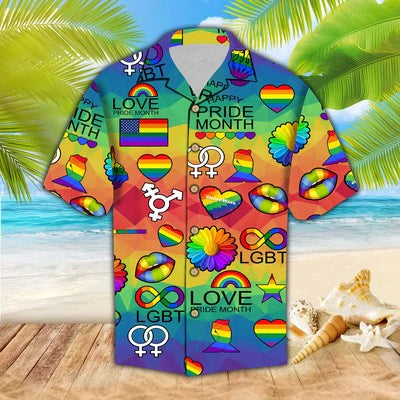 Rainbow Color LGBT Aloha Hawaiian Shirts For Men & For Women HO1448