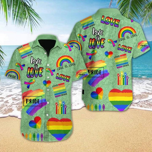 Lgbt Love Is Love Hawaiian Shirt, Love Wins Pride Rainbow Hawaiian Shirt, Gift To Couple Lesbian HO4561