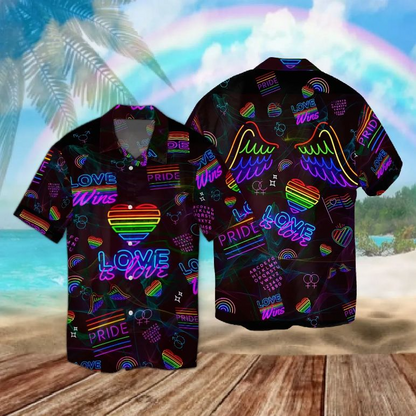 Lgbt Love Is Love Hawaiian Shirt, Hawaiian Shirt For Couple Gaymer, Gift To Couple Lesbian HO4557