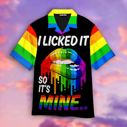 I Licked It So It's Mine Hawaiian Shirt, Pride Hawaiian Shirt For Lesbian, Gift For Couple Gay Man HO4500