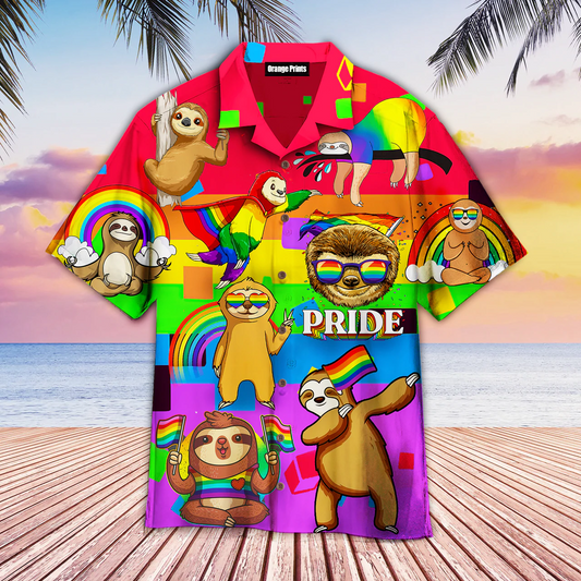 Lgbtq Sloth Pride Month Hawaiian Shirt, Pride Animal Hawaiian Shirt, Pride Hawaiian Shirts HO4518