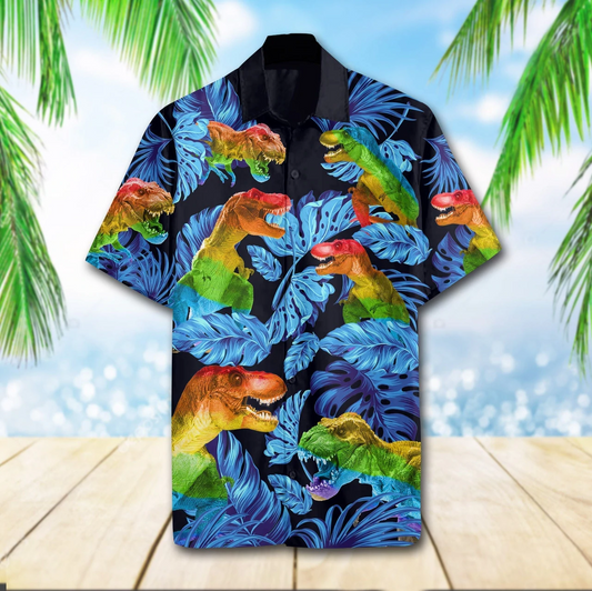Lgbt T Rex Hawaiian Shirt For Lesbian, Gaymer Hawaiian Shirt On Pride Month HO4573