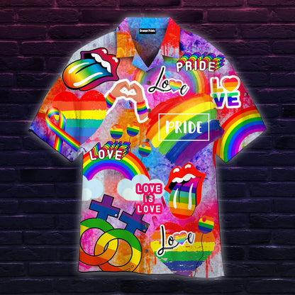 LGBT Pride Flag Hawaiian Shirt, LGBT gift, LGBT Month, Gay Lesbian Bisexual Trans Flag HO1318