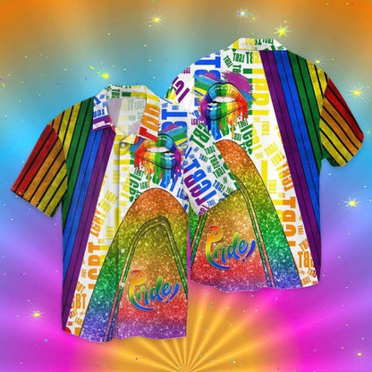 Rainbow Bee Hibiscus LGBT Pride Custom Name Hawaiian Shirt HO1319