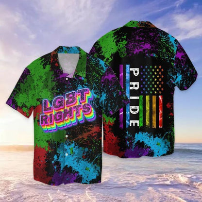 Rainbow Bee Hibiscus LGBT Pride Custom Name Hawaiian Shirt HO1319