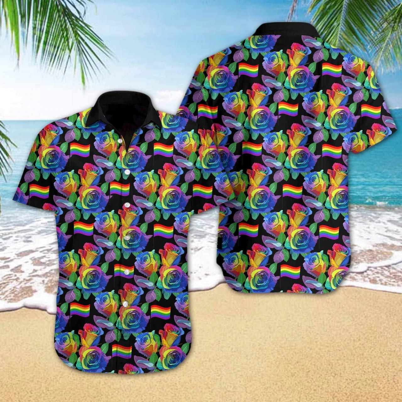 LGBT Pride Flag Hawaiian Shirt, LGBT gift, LGBT Month, Gay Lesbian Bisexual Trans Flag HO1318