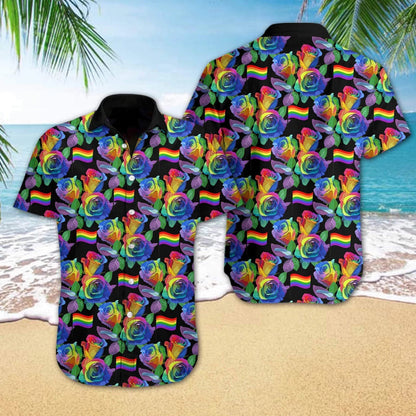 LGBT Pride Flag Hawaiian Shirt, LGBT gift, LGBT Month, Gay Lesbian Bisexual Trans Flag HO1318
