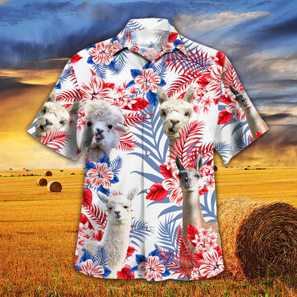 Llama Lovers American Flag Hawaiian Shirt, Llama aloha Hawaiian shirt, Hawaiian shirt men, Hawaiian shirt women HO0221