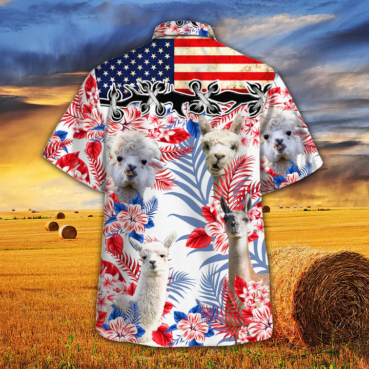 Llama Lovers American Flag Hawaiian Shirt, Llama aloha Hawaiian shirt, Hawaiian shirt men, Hawaiian shirt women HO0221