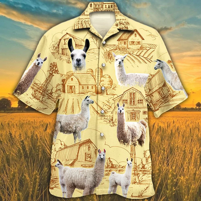 Llama Lovers Farm Hawaiian Shirt, Animal Llama Short Sleeve Hawaiian Aloha Shirt for Men, Women HO2509