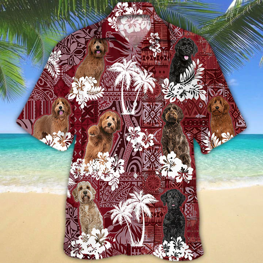 Labradoodle Red Hawaiian Shirt, Gift for Dog Lover Shirts, Animal Summer Shirts HO1246