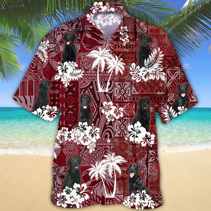 Labrador Red Hawaiian Shirt, Gift for Dog Lover Shirts, Labrador Beach Shirt, Men's Hawaiian shirt HO1244