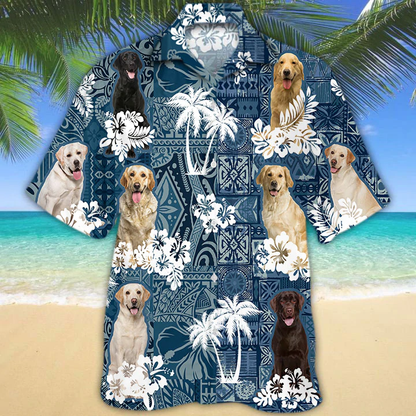 Labrador Retriever Hawaiian Shirt, Flower Labrador Retriever Short Sleeve Hawaiian Aloha Shirt for Men, Women HO2683