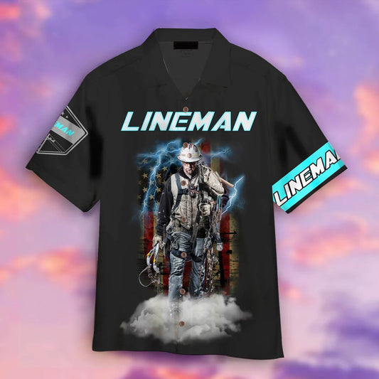 Lineman American Flag Patriotic Cool Hawaiian Shirt HO0545