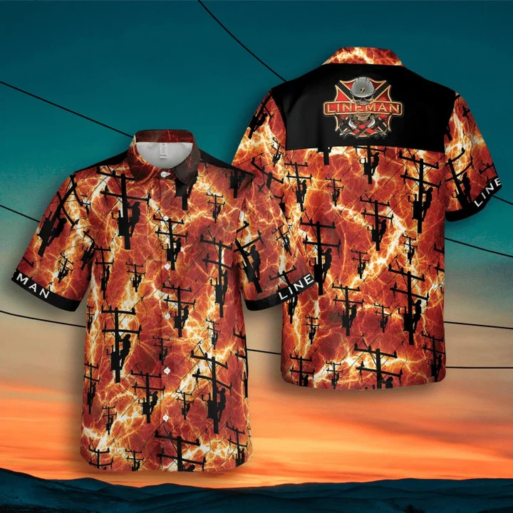 Lineman Red Hawaiian Shirt HO0737