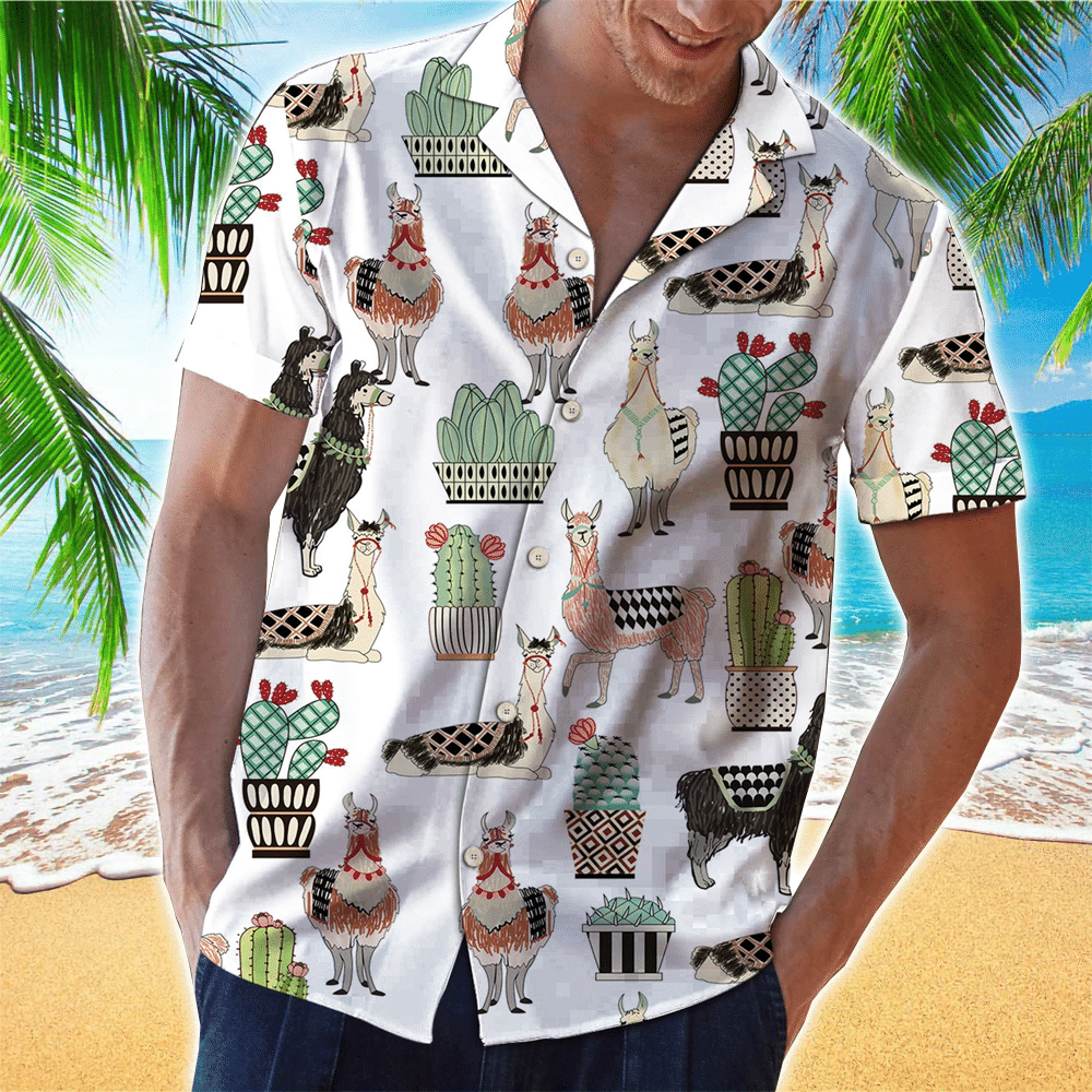 Llama Tropical Blue Amazing Design Unisex Hawaiian Shirt HO1169